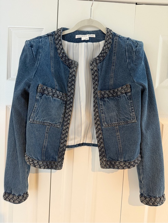 Veronica Beard Jackets & Blazers - Veronica Beard Braided-Trim Denim Jacket in Blue